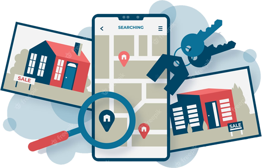 An illustration of a mobile device screen with a map.